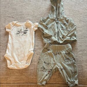 Newborn Baby Airplane Print Outfit Set